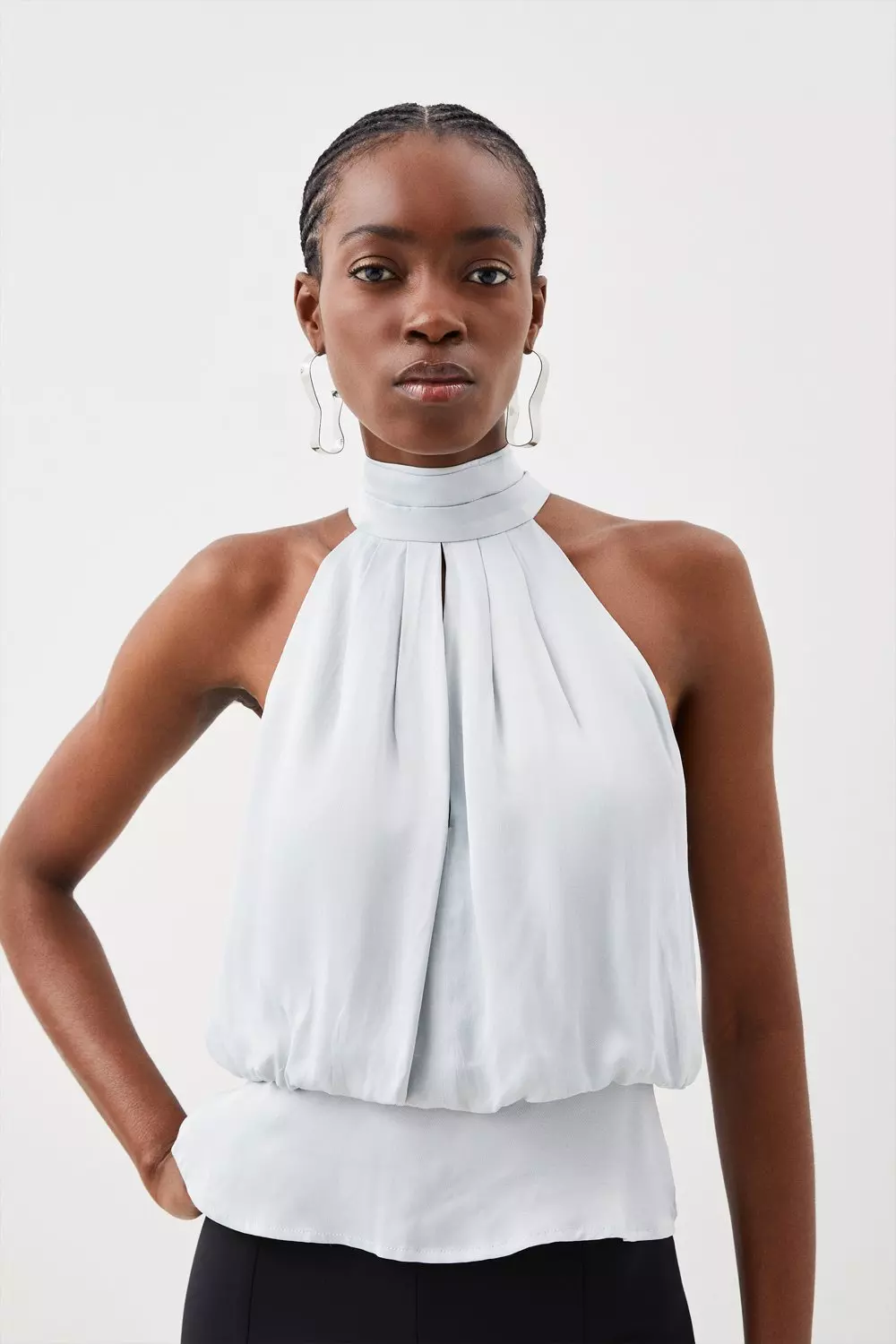 Satin high store neck top